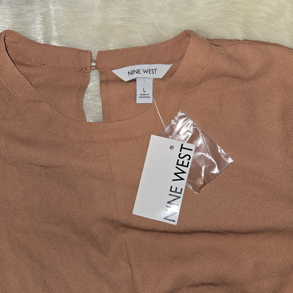 Nine West Women Long Sleeve Twist Top Blouse